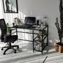 Hanah Home M101 Mesa de Estudio 130x60cm Cristal Templado y Metal Negro Diseño Moderno Industrial